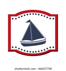 flat design sail boat icon vector illustration