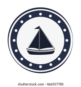 flat design sail boat icon vector illustration