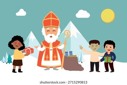 
Flaches Design Saint Nicholas Tag Konzept