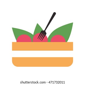 flat design salad bowl icon vector illustration