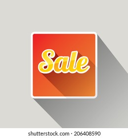 Flat design sale discount or Special offer button with long shadow, 8 EPS. vector illustration