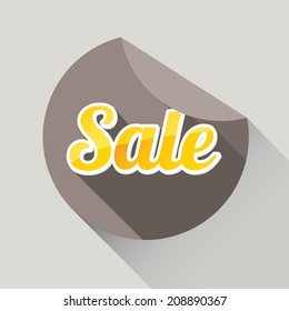 Flat design sale discount or Special offer button with long shadow, 8 EPS. vector illustration