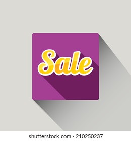 Flat design sale discount or Special offer button with long shadow, 8 EPS. vector illustration