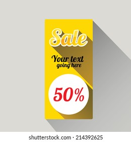 Flat design sale discount or Special offer button with long shadow, 8 EPS. vector illustration