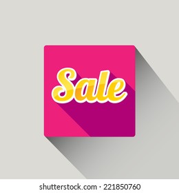 Flat design sale discount or Special offer button with long shadow, 8 EPS. vector illustration