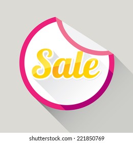 Flat design sale discount or Special offer button with long shadow, 8 EPS. vector illustration