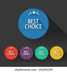 Flat design sale discount Special offer button with long shadow. All shadows are transparent, 10 EPS