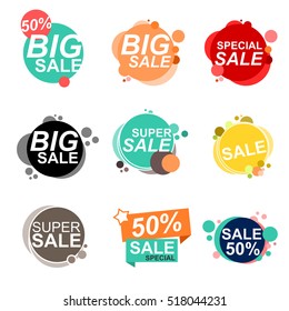 Flat design sale stickers. Vector