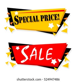 Flat design sale stickers. Vector
