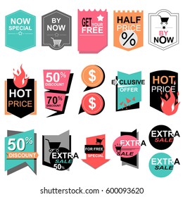 Flat design sale stickers. Vector
