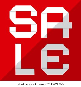 Flat Design Sale Vector Paper Cut Title on Red Background