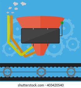 Flat design sales funnel concept. Working factory business concept. 