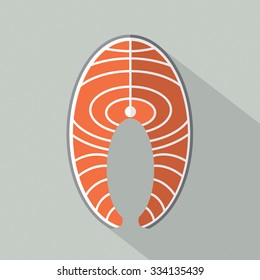 Flat Design Salmon Icon Vector Illustration
