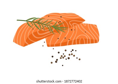 flat design salmon steak isolated on white