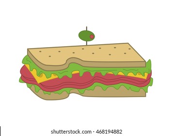 Illustration Sandwich Containing Bread Lettuce Tomato Stock Vector ...