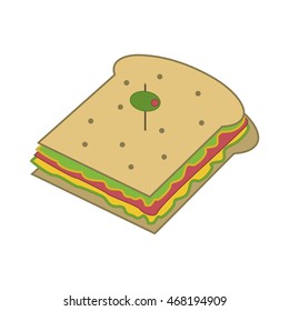 flat design sandwich with olive icon vector illustration