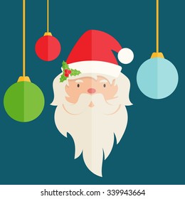 Flat design of Santa Claus with christmas accessories. Vector illustration