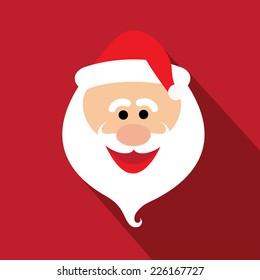 Flat Design Santa Claus Face With Happy And Funny Emotions - Vector Graphic Design