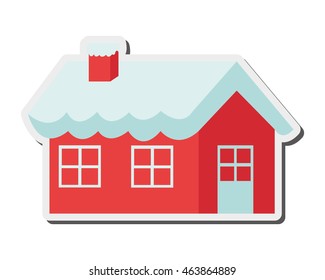 flat design santa claus house icon vector illustration