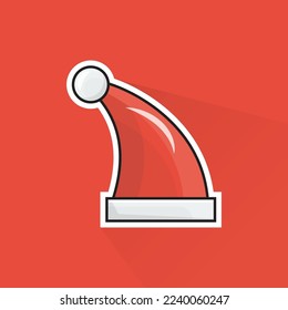 Flat Design of Santa Hat, can be use as sticker, logo, and poster