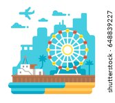 Flat design Santa Monica Pier illustration vector
