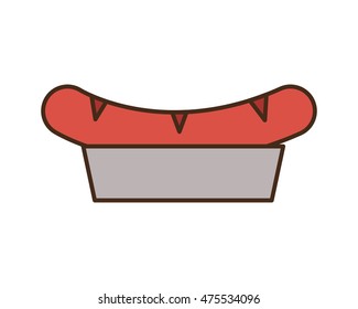 flat design sausage on plate icon vector illustration