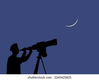 flat design saw a crescent moon vector illustration