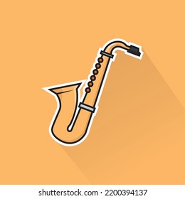 Flat Design of Saxophone, can be use as Sticker, Logo, and Poster