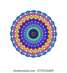 Mandala escalable de diseño plano con colores vibrantes, motivos florales y precisión geométrica