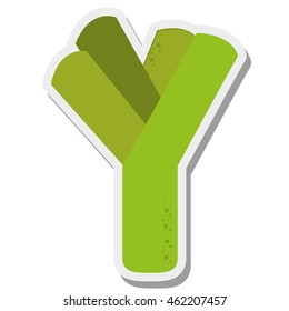 flat design scallion onion icon vector illustration