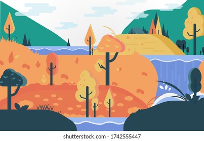 paisaje de diseño plano. color completo. Vector Eps.10
