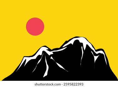 flat design of scenery of mountain with the snow 