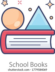 Diseño plano del icono del libro escolar