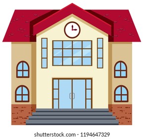 Diseño plano de la ilustración del edificio escolar