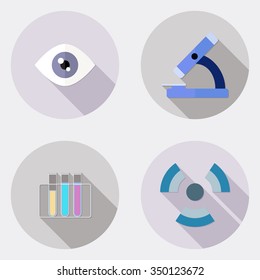 Flat design scientific research icons with long shadow 1