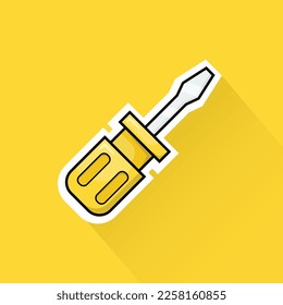 Diseño plano del destornillador, puede ser utilizado como pegatina, logotipo y afiche