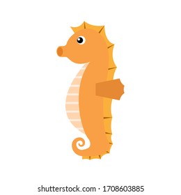 Flat Design Seahorse with orange color.