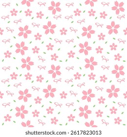 Flat Design Seamless Cherry Blossom Sakura Pattern for Wallpaper Background