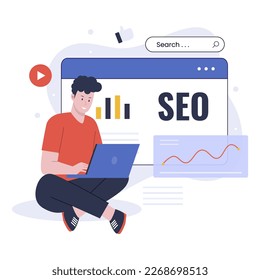 Flat design of search engine optimization marketing strategy. Illustration for websites, landing pages, mobile apps, posters and banners. Trendy flat vector illustration
