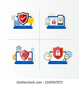 diseño plano Seguridad Monitoreo de datos, seguridad del extremo, vector, ilustración, eps.10