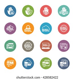 Flat Design Security and Protection Icons Set.