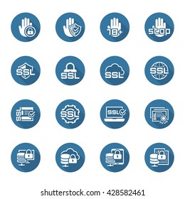 Flat Design Security and Protection Icons Set.