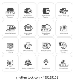 Flat Design Security and Protection Icons Set.