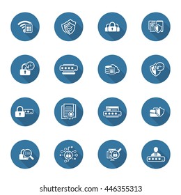 Flat Design Security and Protection Icons Set.
