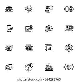 Flat Design Security and Protection Icons Set. Isolated Illustration. App Symbol or UI element. Personal Access and Assistence, Global Safety and Security, Payment Security.