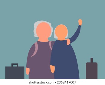  flat design senior travel vector illustration