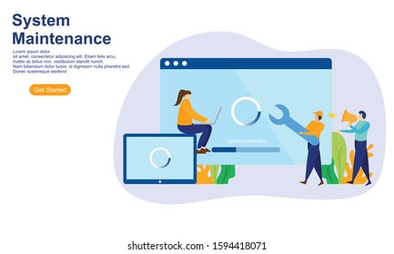Flat design service and maintenance concept illustration vector