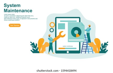Flat design service and maintenance concept illustration vector