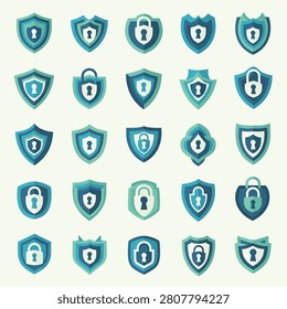 Flat design set of blue silhouette icons for different jobs and tasks
