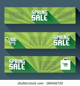 Flat design set of horizontal spring sale banners with space for text. Eps10 vector illustration